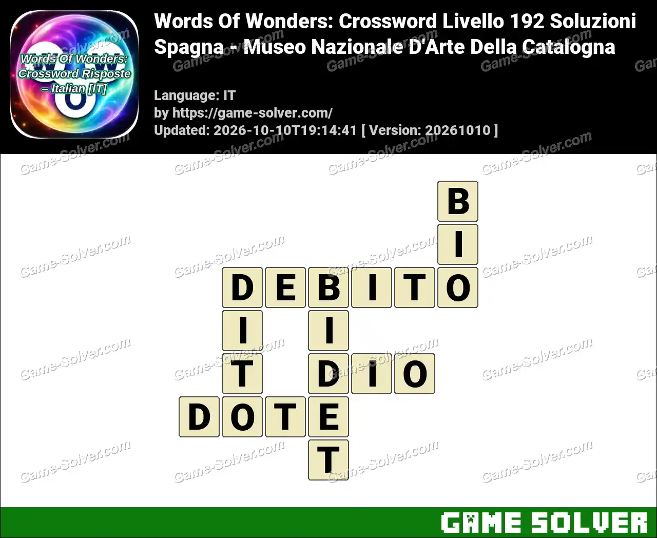 Words Of Wonders: Crossword Livello 192 Soluzioni – Spagna – Museo Nazionale D’Arte Della Catalogna